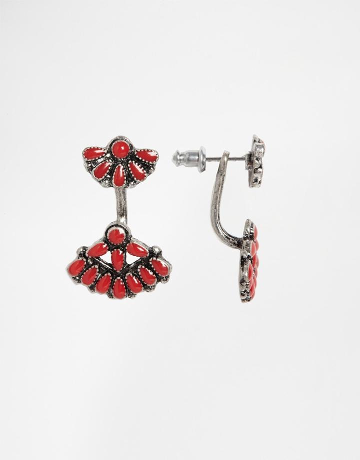 Asos Western Petal Swing Earrings - Red