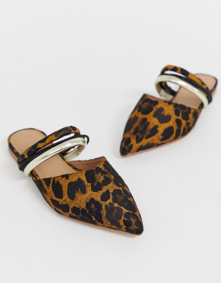 Asos Design Leading Light Pointed Mules In Leopard-multi
