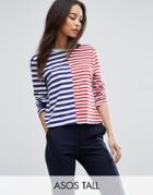 Asos Tall T-shirt In Boxy Fit And Cut About Stripe - Multi