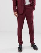 Asos Design Skinny Suit Pants In Burgundy