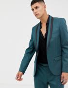 Twisted Tailor Super Skinny Suit Jacket In Two Tone Geo - Green