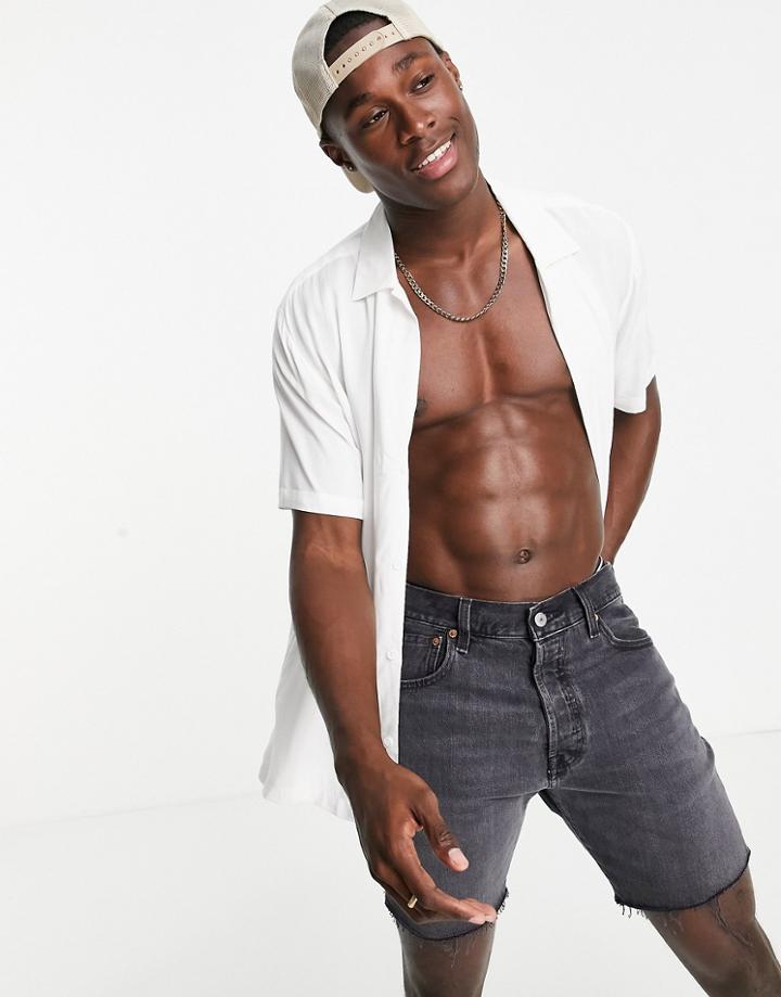 Topman Deep V Viscose Shirt In White