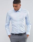 Number Eight Savile Row Skinny Smart Shirt In Polka Dot - Blue