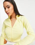 Asos Design Cropped Zip Up Track Top In Yellow