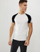 French Connection Raglan Muscle Fit Stripe T-shirt-white