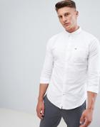 Hollister Oxford Modern Button Down Collar Solid Shirt Slim Fit In White - White