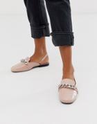 Asos Design Made Chain Detail Square Toe Loafers In Pink