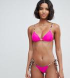 South Beach Mix & Match Triangle Bikini Top In Hot Pink - Pink