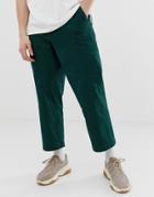 Asos White Cargo Pants In Dark Green Heavyweight Twill