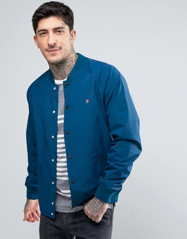 Farah Bellinger Nylon Bomber Jacket In Blue - Blue