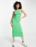 Missguided Racer Midaxi Dress With Sleeveless Sports Trim In Green