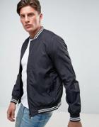Brave Soul Tipped Cuff Bomber - Black