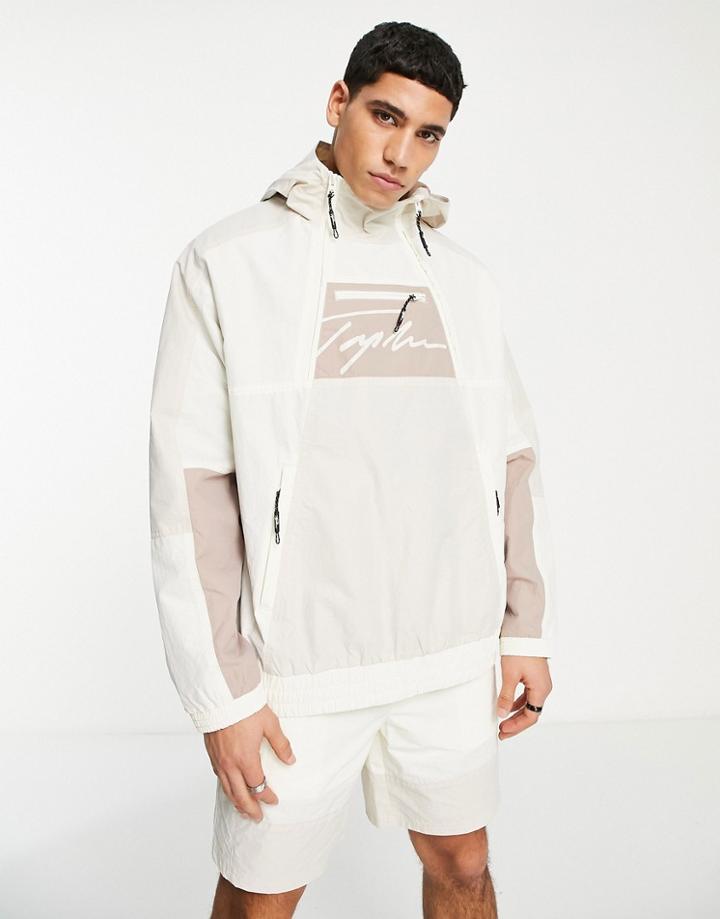 Topman Signature Color Block Overhead Jacket In Stone And Ecru-neutral