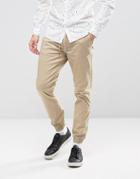 Selected Homme Cuffed Chinos With Drawstring Waist - Beige