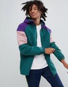Pull & Bear Nylon Jacket With Colored Panels In Green - Green