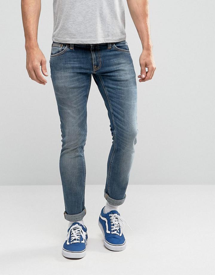Nudie Long John Skinny Jeans Indian Summer - Blue