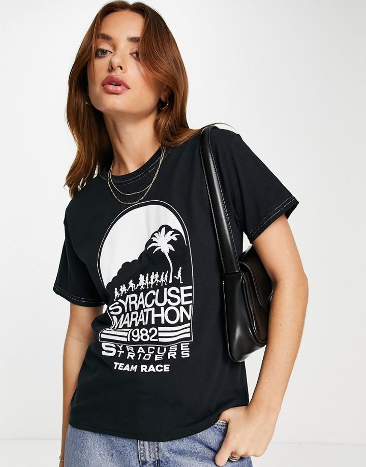 Topshop Marathon Tee In Black