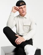 Topman Corduroy Polo In Stone-neutral