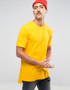 Asos Super Longline T-shirt With Stepped Hem In Yellow - Yellow