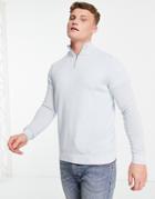 Asos Design Lambswool Half Zip Sweater In Blue-blues