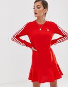Adidas Sleek Drop Hem Dress In Red