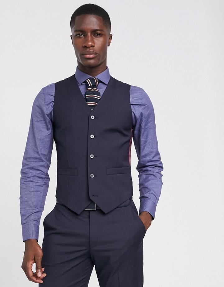 Asos Design Slim Suit Vest In Navy