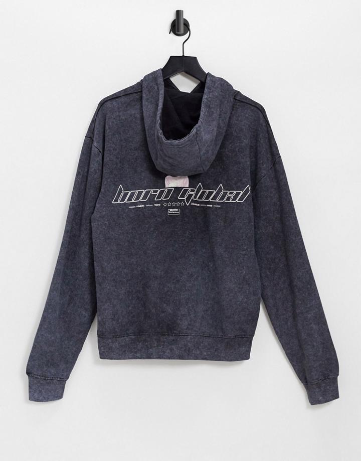 Night Addict Animated Back Printed Hoodies In Black