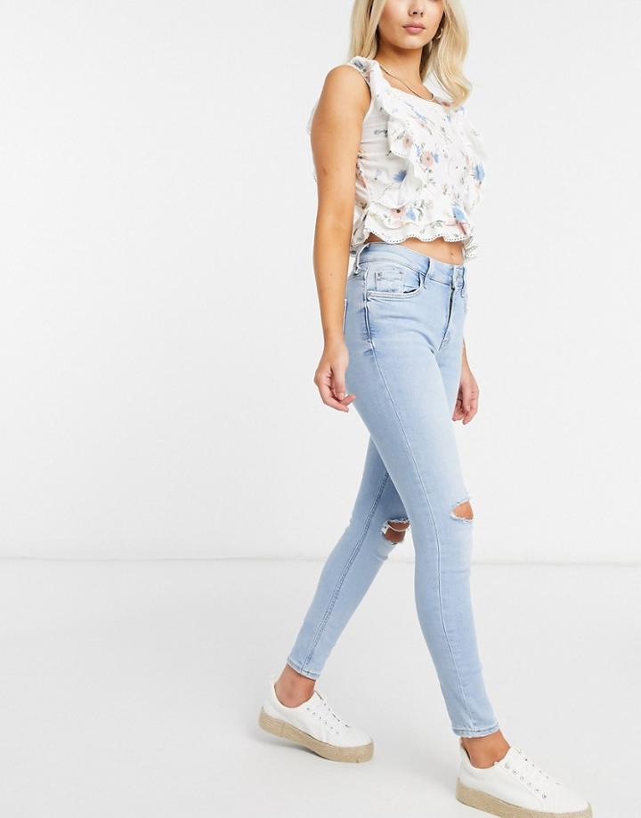 River Island Amelie Skinny Jeans In Light Blue-blues