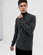 French Connection Funnel Sweater With Zip-gray