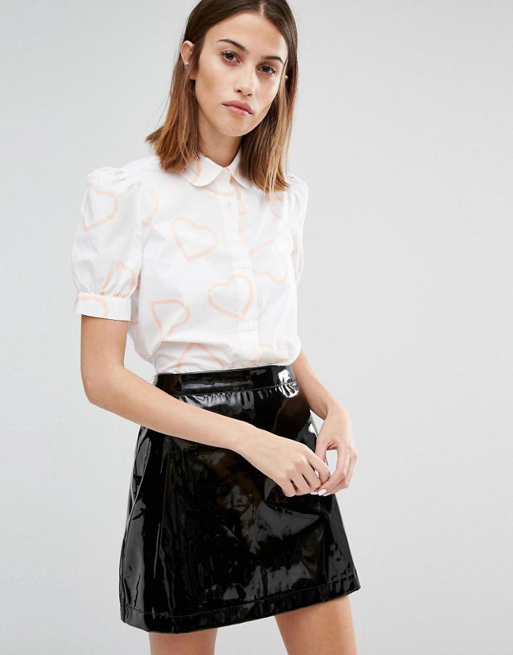 Love Moschino All Over Pink Heart Shirt - White