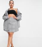 Asos Design Curve Mini Skirt In Mono Plaid - Part Of A Set-multi