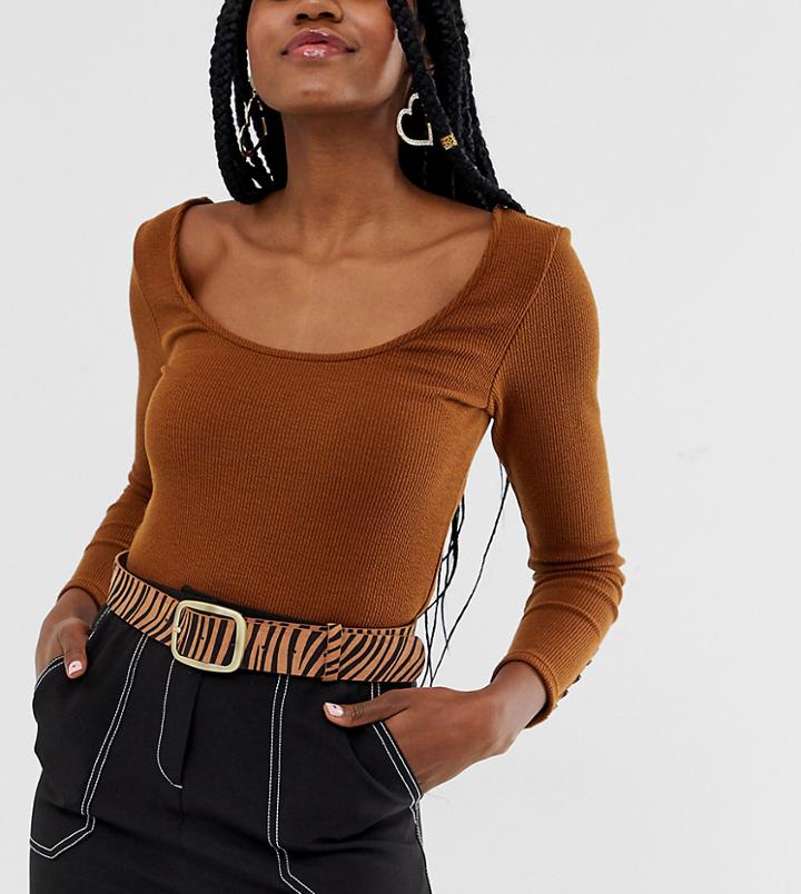 My Accessories London Tiger Print Belt With Square Gold Buckle - Multi