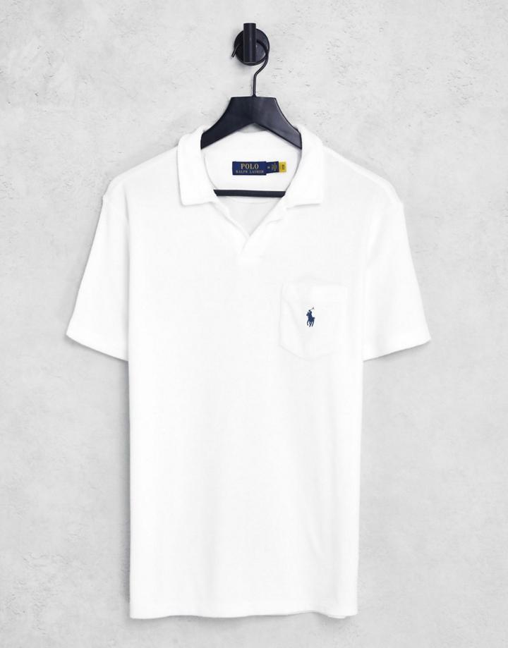 Polo Ralph Lauren Icon Logo Pocket Cotton Terry Polo In White