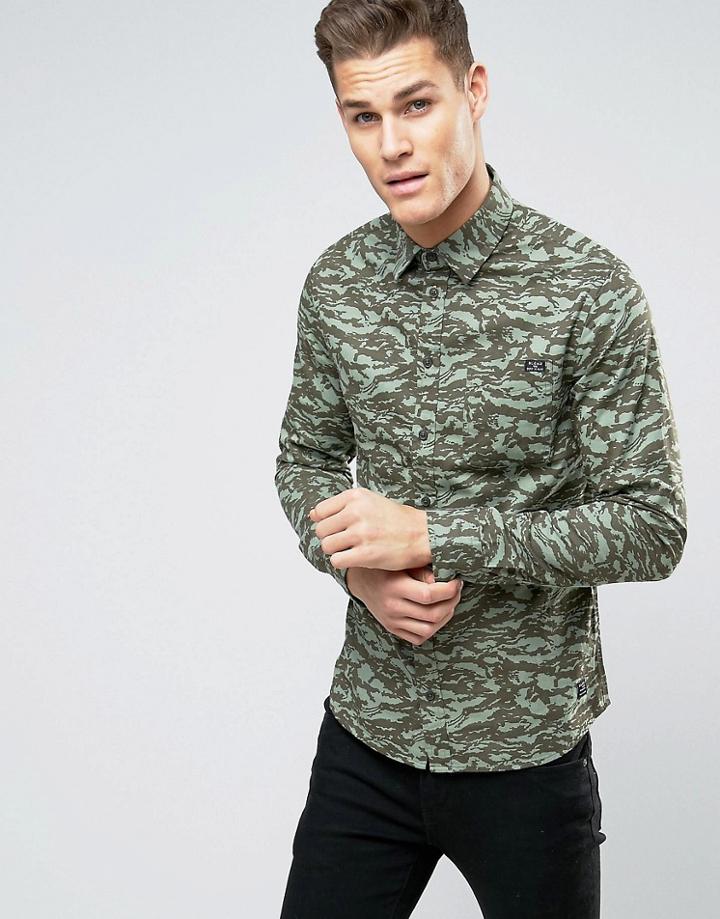 Blend Regular Fit Camo Print Shirt - Green