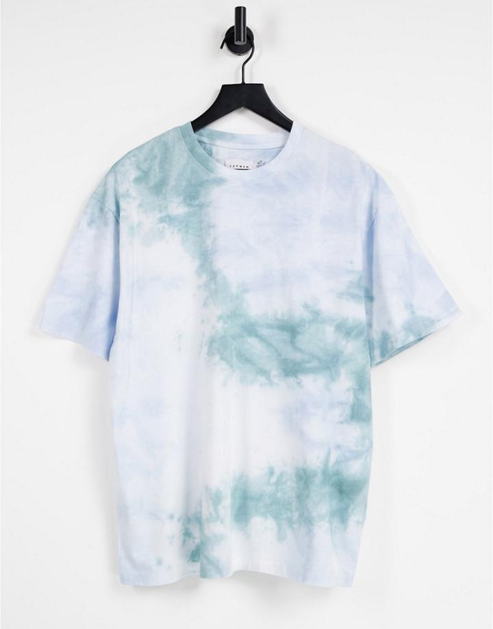 Topman Oversized Tie-dye T-shirt In Blue-blues