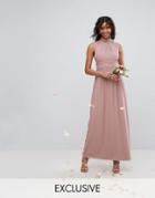 Tfnc Wedding High Neck Lace Detail Maxi Dress - Pink
