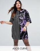 Asos Curve Phoenix Print T-shirt Dress In Half And Half Print - Multi