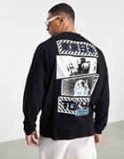 Asos Design Oversized Long Sleeve T-shirt In Black Organic Cotton With Anime Back Print