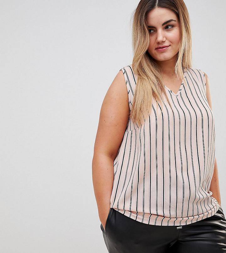 New Look Curve Zip Back Print Top - Pink