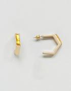 Asos Angled Stone Open Hoop Earrings - Gold