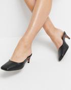 Asos Design Sunshine Leather Kitten Heels In Black