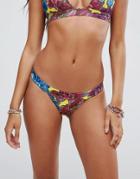 Asos Mix And Match Deep Band Brazilian Bikini Bottom In Mexican Floral Print - Multi