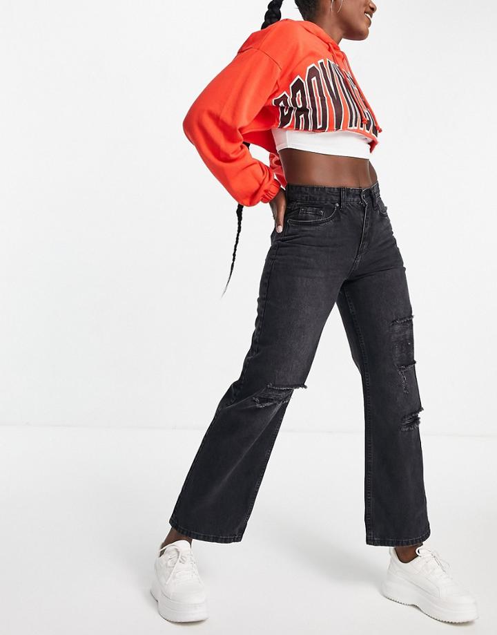Urban Bliss Ripped 90's Jean In Washed Black