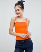 Asos Design Ruffle Cami In Rib - Orange