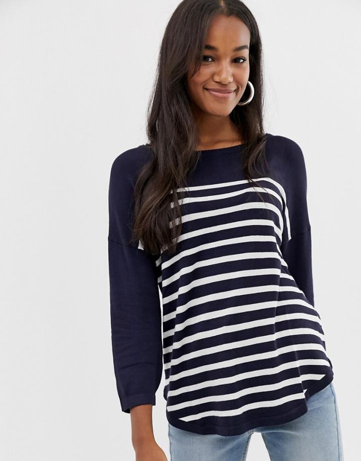 Jdy Crush Stripe Lightweight Knit Sweater - Navy