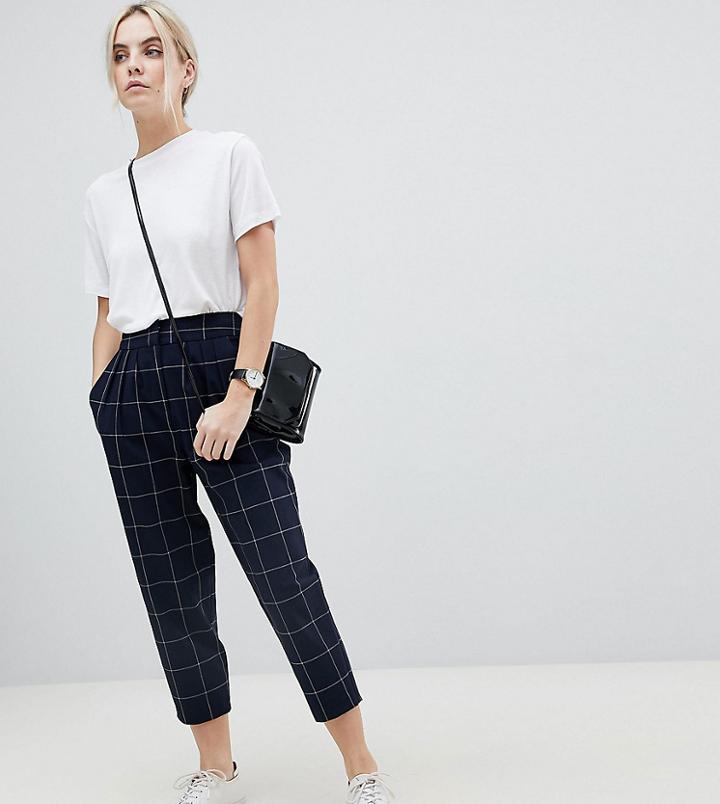 Asos Petite Grid Check Tailored Tapered Pants - Multi
