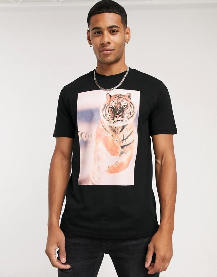 Boss Tomio 4 Tiger Print T-shirt In Black