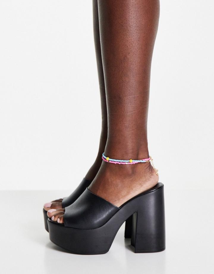 Asos Design Nebi Chunky Platform Heeled Mules In Black