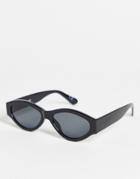 Asos Design Round Sunglasses In Black With Smoke Lens