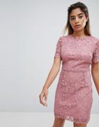 Fashion Union Mini Dress In Delicate Lace-pink